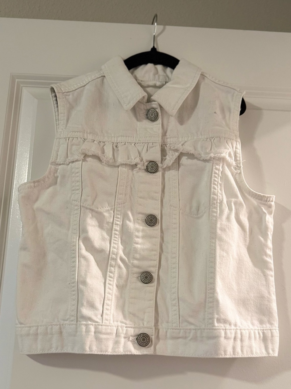 GAP Kids White Denim Vest with Ruffle Trim